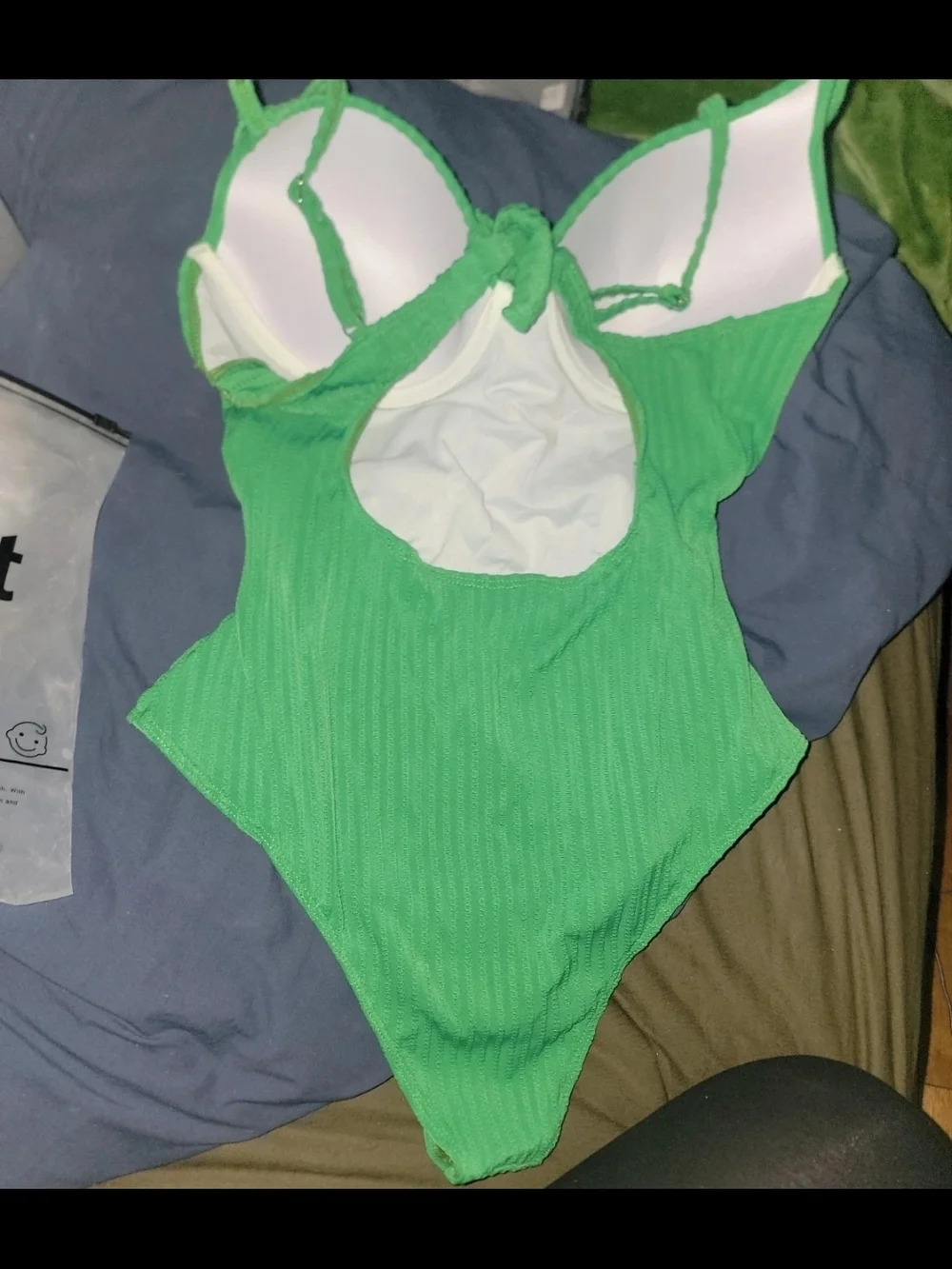 Green Ribbed One-Piece Swimsuit with Twist Front XL